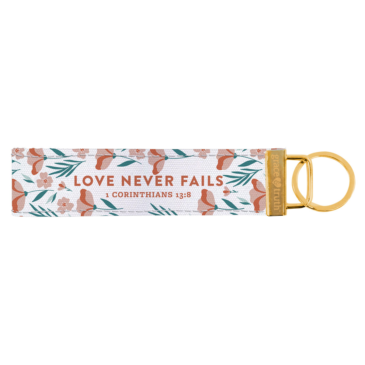 Grace Truth Love Never Fails Keychain Wristlet Christian Spirit Wear